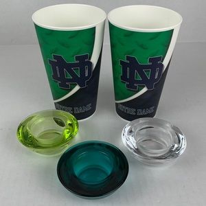 Notre Dame 2 spirit cups [3-D] & 3 tealight votives (mics. lot)